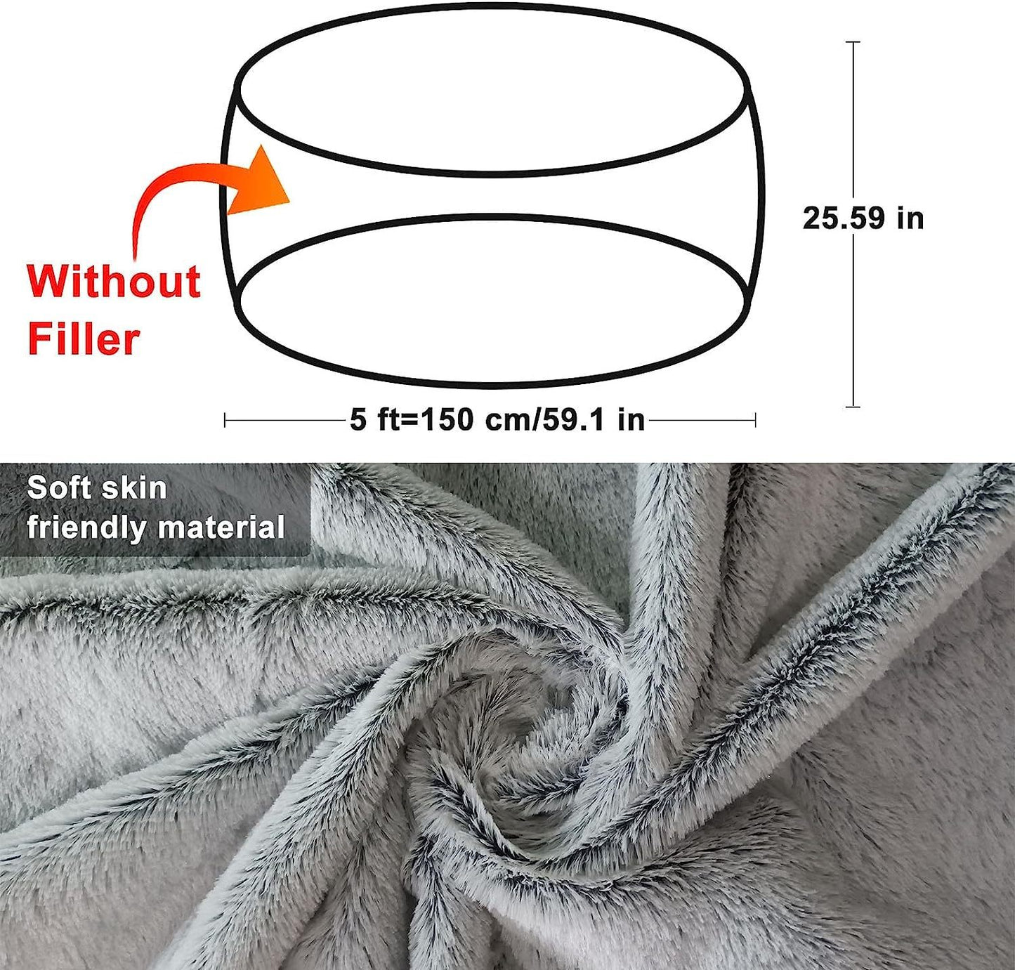 Bag Chair Coverit Was Only A Cover, Not A Full Bean Bag Chair Cushion,Big Round Soft Fluffy PV Velvet Sofa Bed Cover, Living Room Furniture, Lazy Sofa Bed Cover,5ft Black - Krosscanada