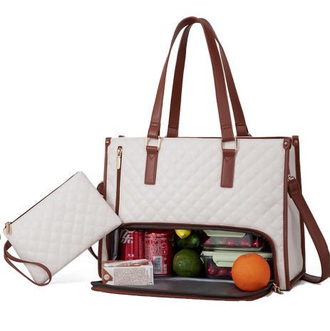 Convenient Commute New Lunch Bag Women's Insulated Lunch Box Women's Leak - proof Large Purse Diagonal Computer Storage - Krosscanada