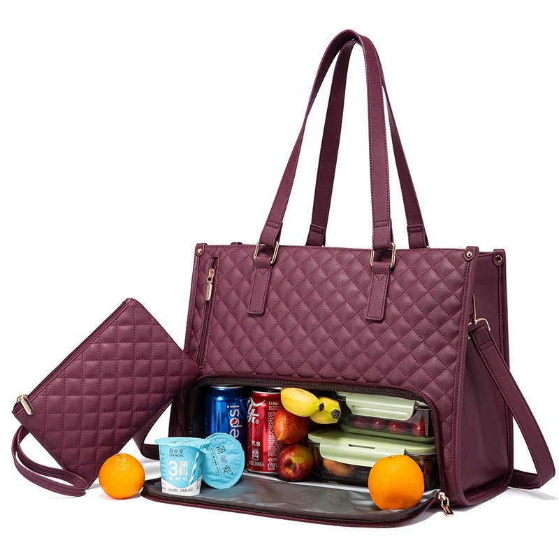 Convenient Commute New Lunch Bag Women's Insulated Lunch Box Women's Leak - proof Large Purse Diagonal Computer Storage - Krosscanada