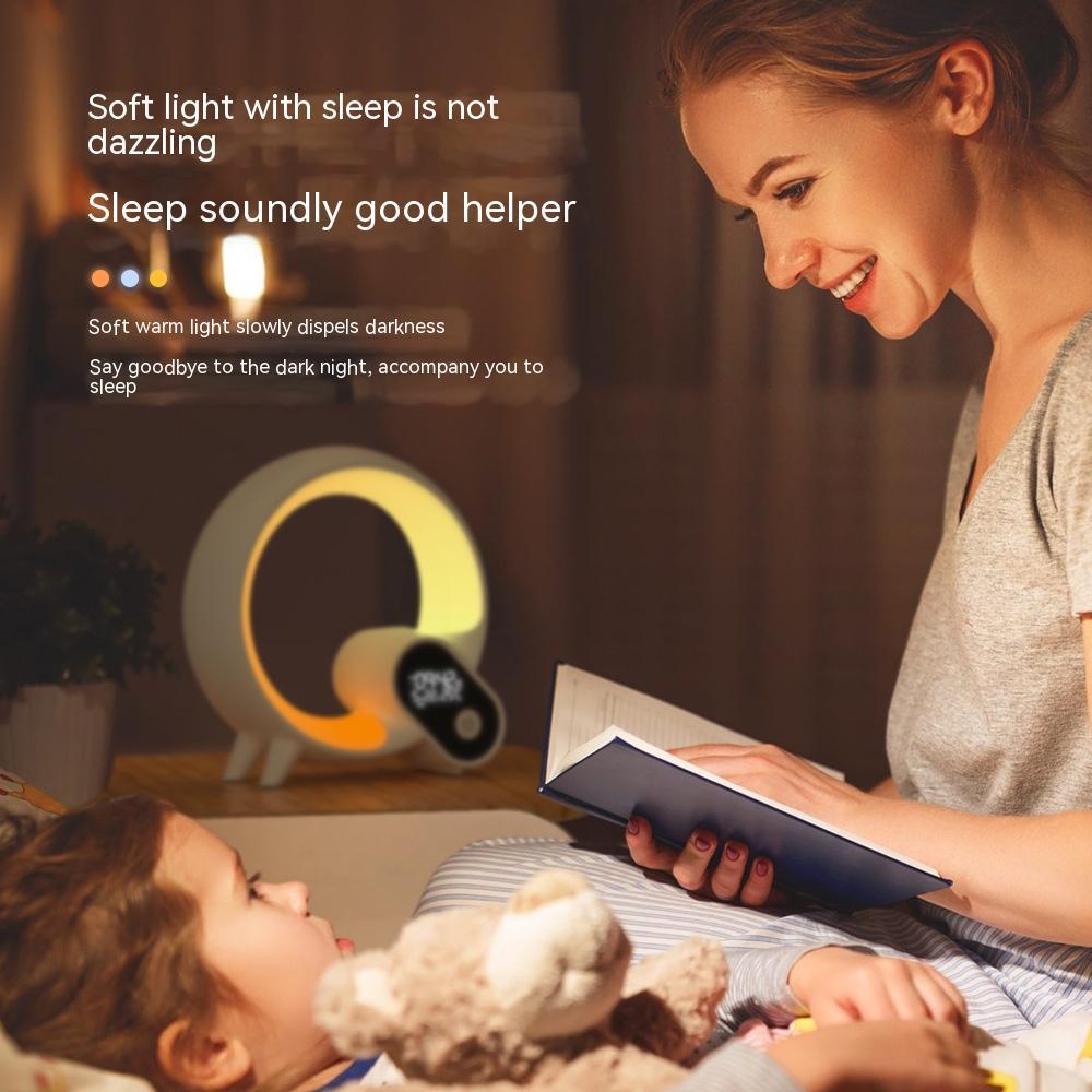 Creative Q Light Analog Sunrise Digital Display Alarm Clock Bluetooth Audio Intelligent Wake - up Q Colorful Atmosphere Light - Krosscanada