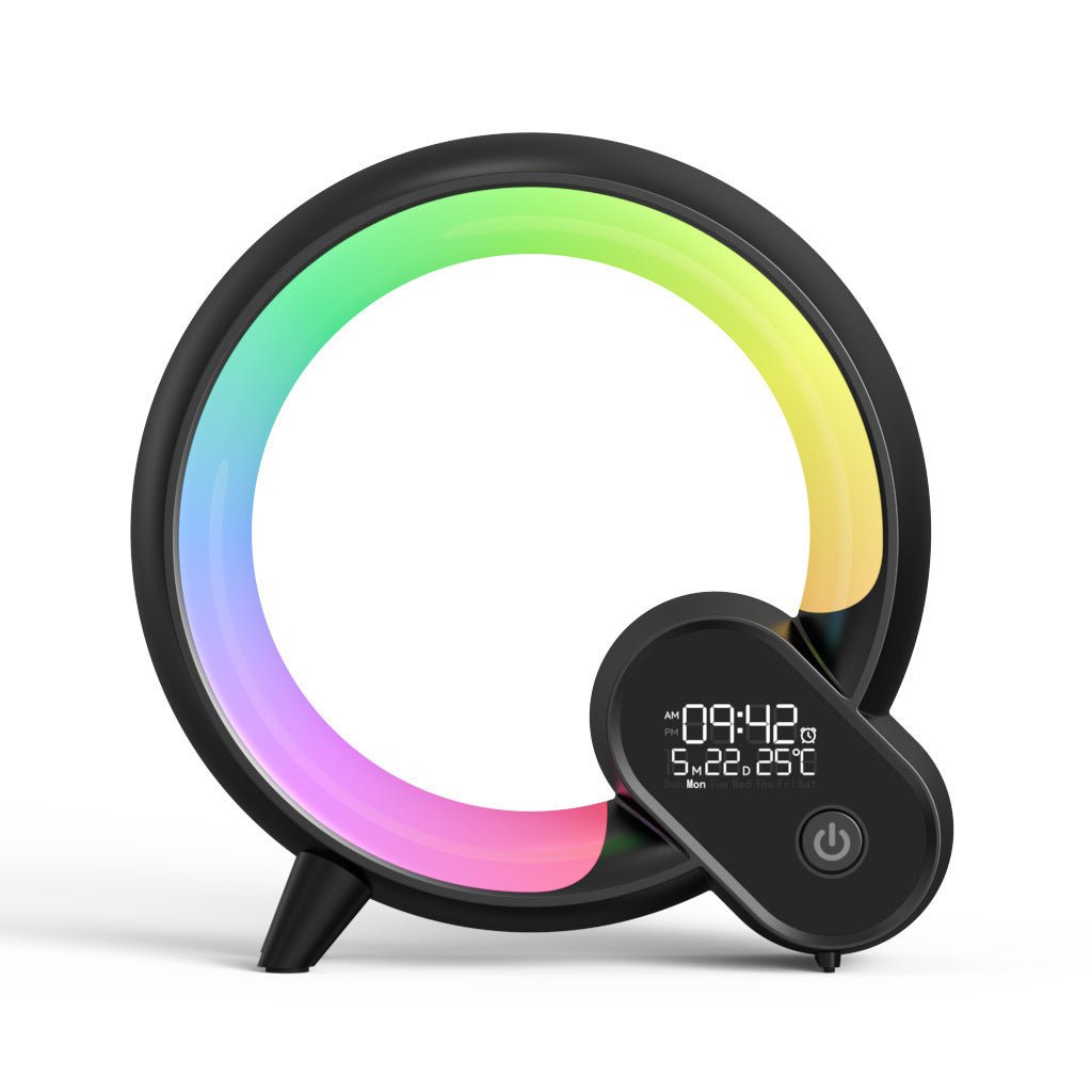 Creative Q Light Analog Sunrise Digital Display Alarm Clock Bluetooth Audio Intelligent Wake - up Q Colorful Atmosphere Light - Krosscanada