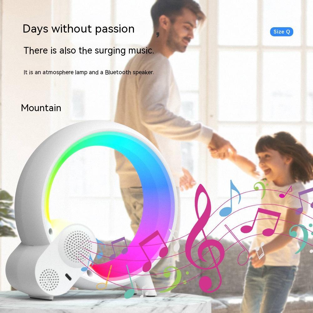 Creative Q Light Analog Sunrise Digital Display Alarm Clock Bluetooth Audio Intelligent Wake - up Q Colorful Atmosphere Light - Krosscanada