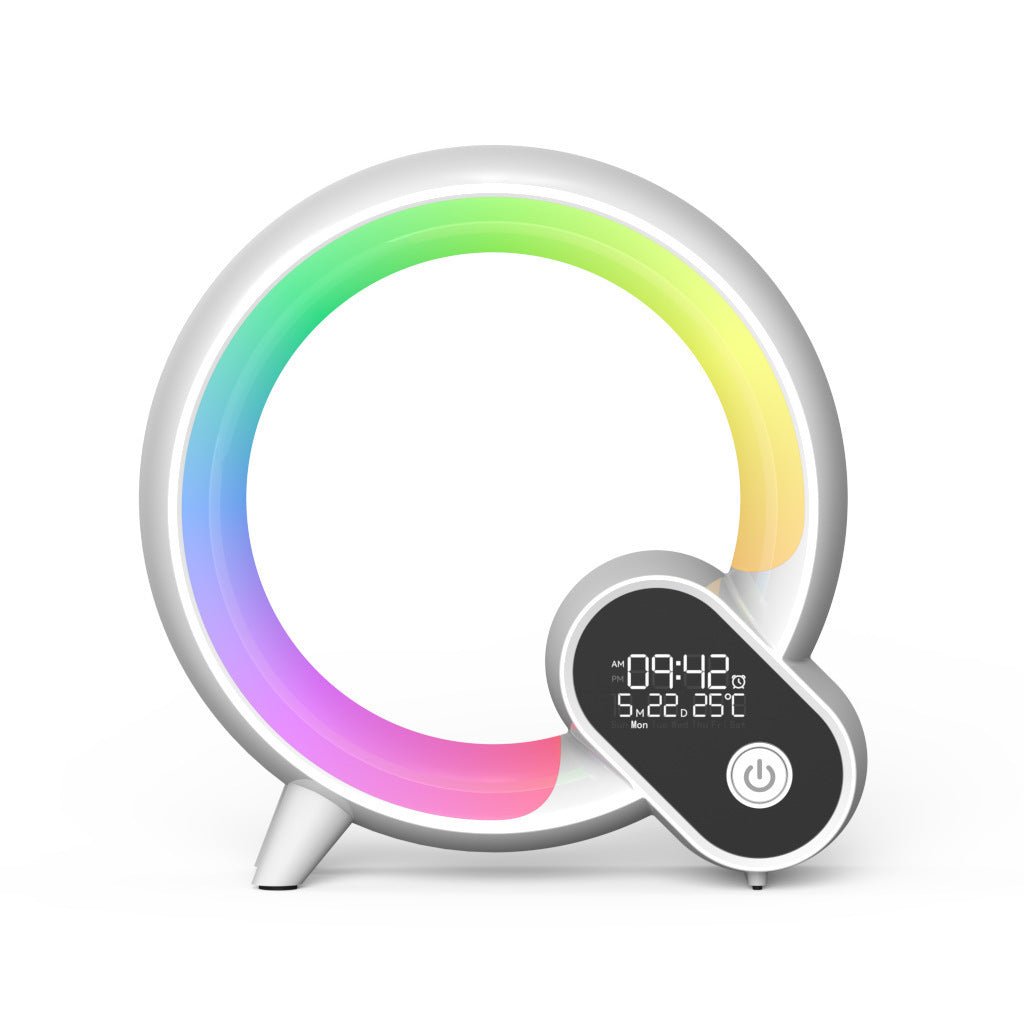 Creative Q Light Analog Sunrise Digital Display Alarm Clock Bluetooth Audio Intelligent Wake - up Q Colorful Atmosphere Light - Krosscanada