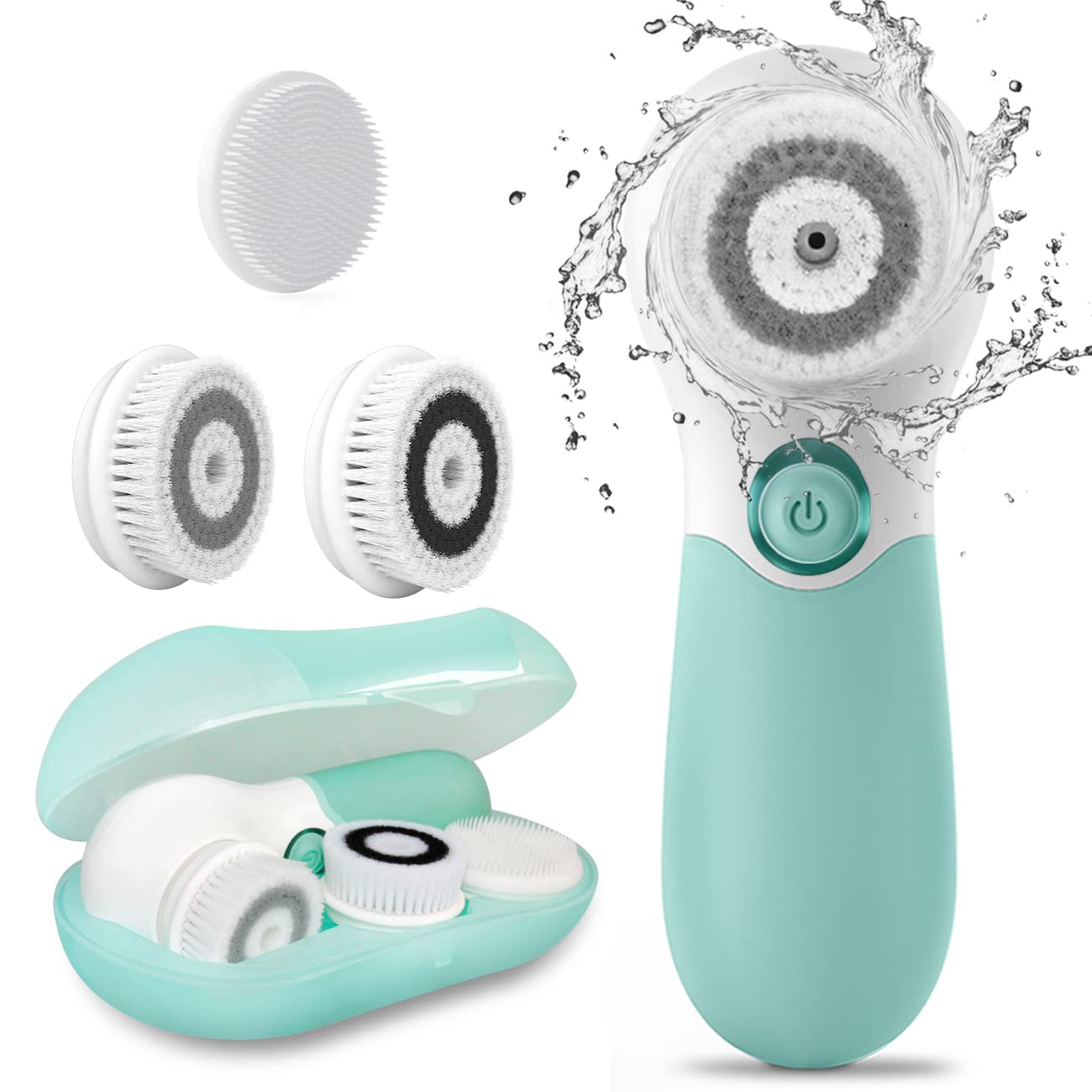 Facial Cleansing Brush Electric Facial Exfoliating Massage Brush with 3 Cleanser Heads and 2 Speeds Adjustable for Deep Cleaning, Removing Blackhead, Face Massaging - Krosscanada