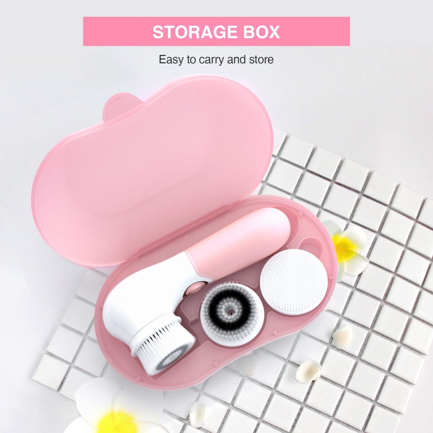 Facial Cleansing Brush Electric Facial Exfoliating Massage Brush with 3 Cleanser Heads and 2 Speeds Adjustable for Deep Cleaning, Removing Blackhead, Face Massaging - Krosscanada