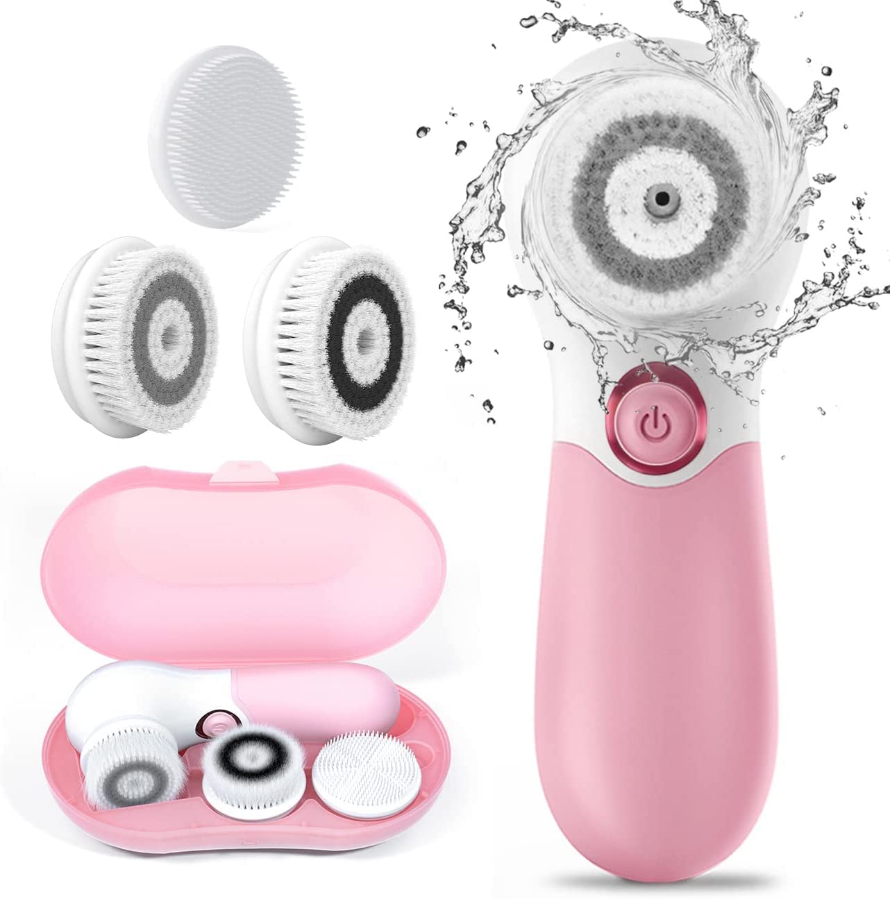 Facial Cleansing Brush Electric Facial Exfoliating Massage Brush with 3 Cleanser Heads and 2 Speeds Adjustable for Deep Cleaning, Removing Blackhead, Face Massaging - Krosscanada