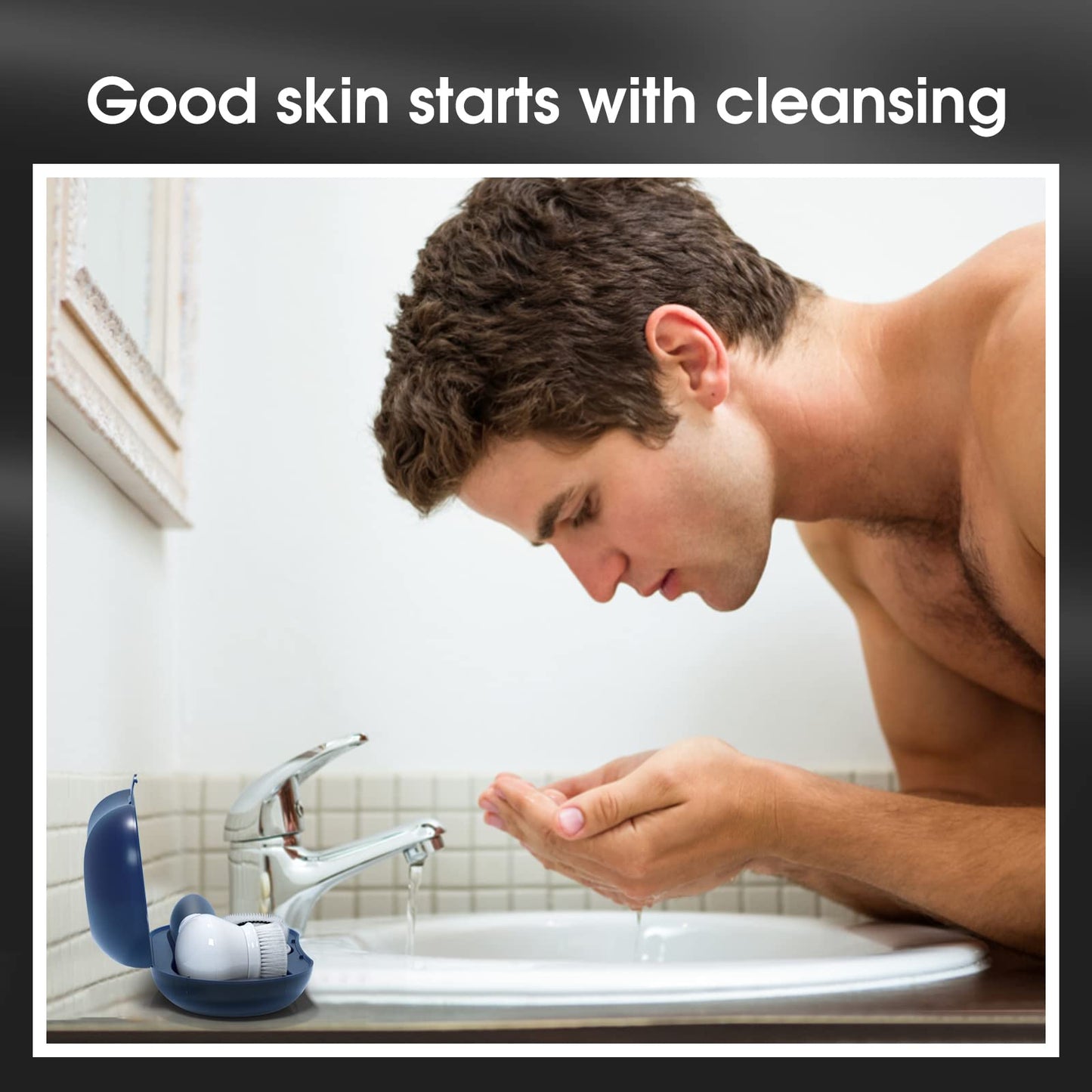 Facial Cleansing Brush Electric Facial Exfoliating Massage Brush with 3 Cleanser Heads and 2 Speeds Adjustable for Deep Cleaning, Removing Blackhead, Face Massaging - Krosscanada