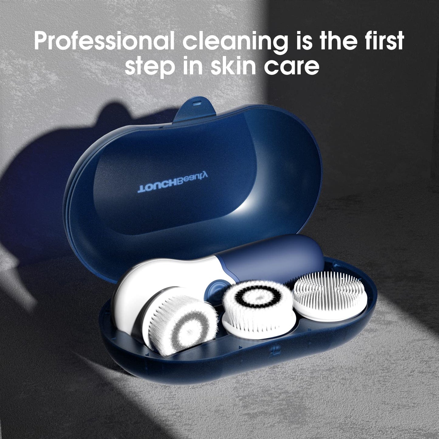 Facial Cleansing Brush Electric Facial Exfoliating Massage Brush with 3 Cleanser Heads and 2 Speeds Adjustable for Deep Cleaning, Removing Blackhead, Face Massaging - Krosscanada