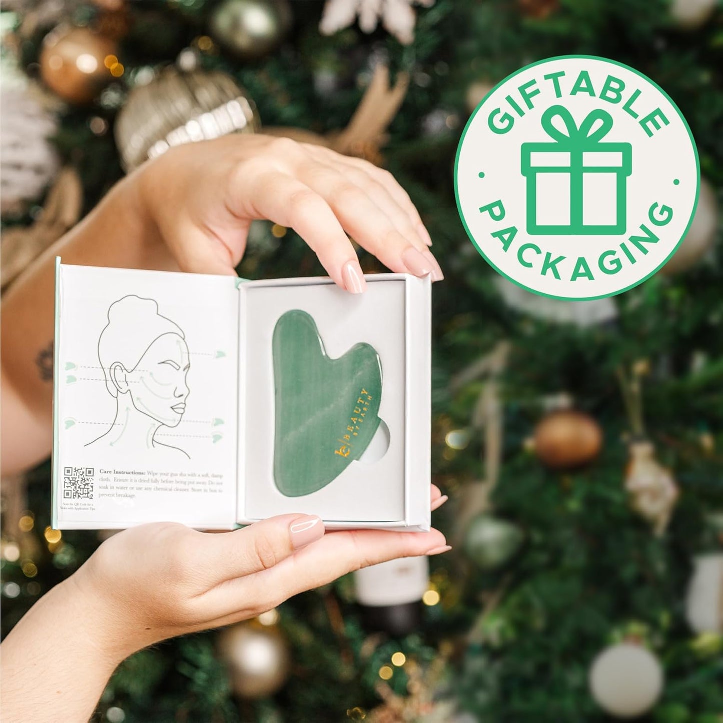 Jade Gua Sha Facial Tool - Face Massager for Skin Tightening and Facial Massage Sculpting Tool for Jaw, Perfect as Skin Care Gifts for Women, Mom, & Teens - Krosscanada