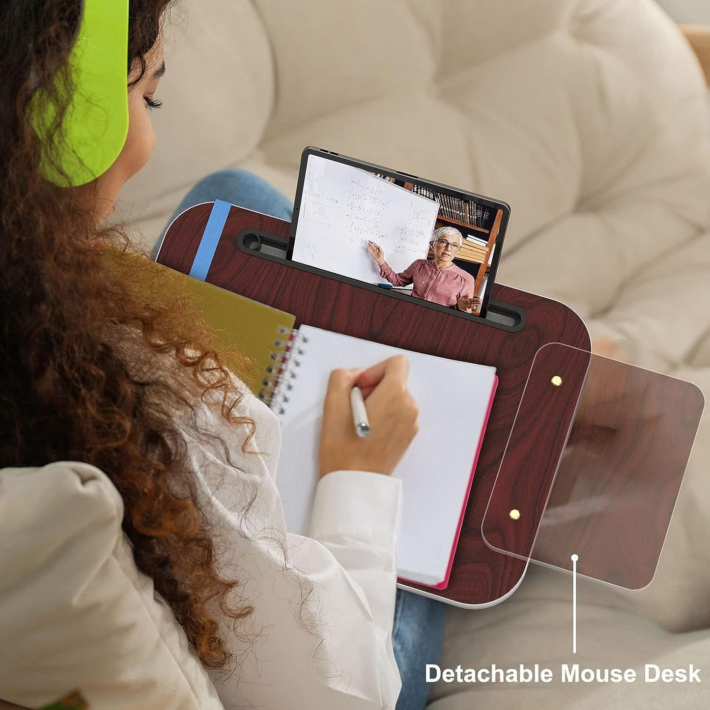 Lap Desk With Cushion, Tablet Holder And Detachable Mouse Tray, Fits Up To 16.1 Inches Laptops, Lap Desk For Bed Couch Sofa And Table - Krosscanada