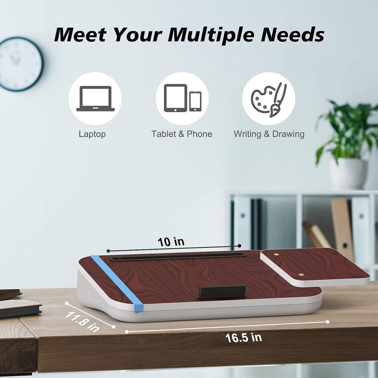 Lap Desk With Cushion, Tablet Holder And Detachable Mouse Tray, Fits Up To 16.1 Inches Laptops, Lap Desk For Bed Couch Sofa And Table - Krosscanada