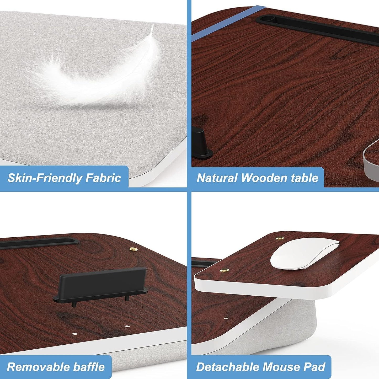 Lap Desk With Cushion, Tablet Holder And Detachable Mouse Tray, Fits Up To 16.1 Inches Laptops, Lap Desk For Bed Couch Sofa And Table - Krosscanada