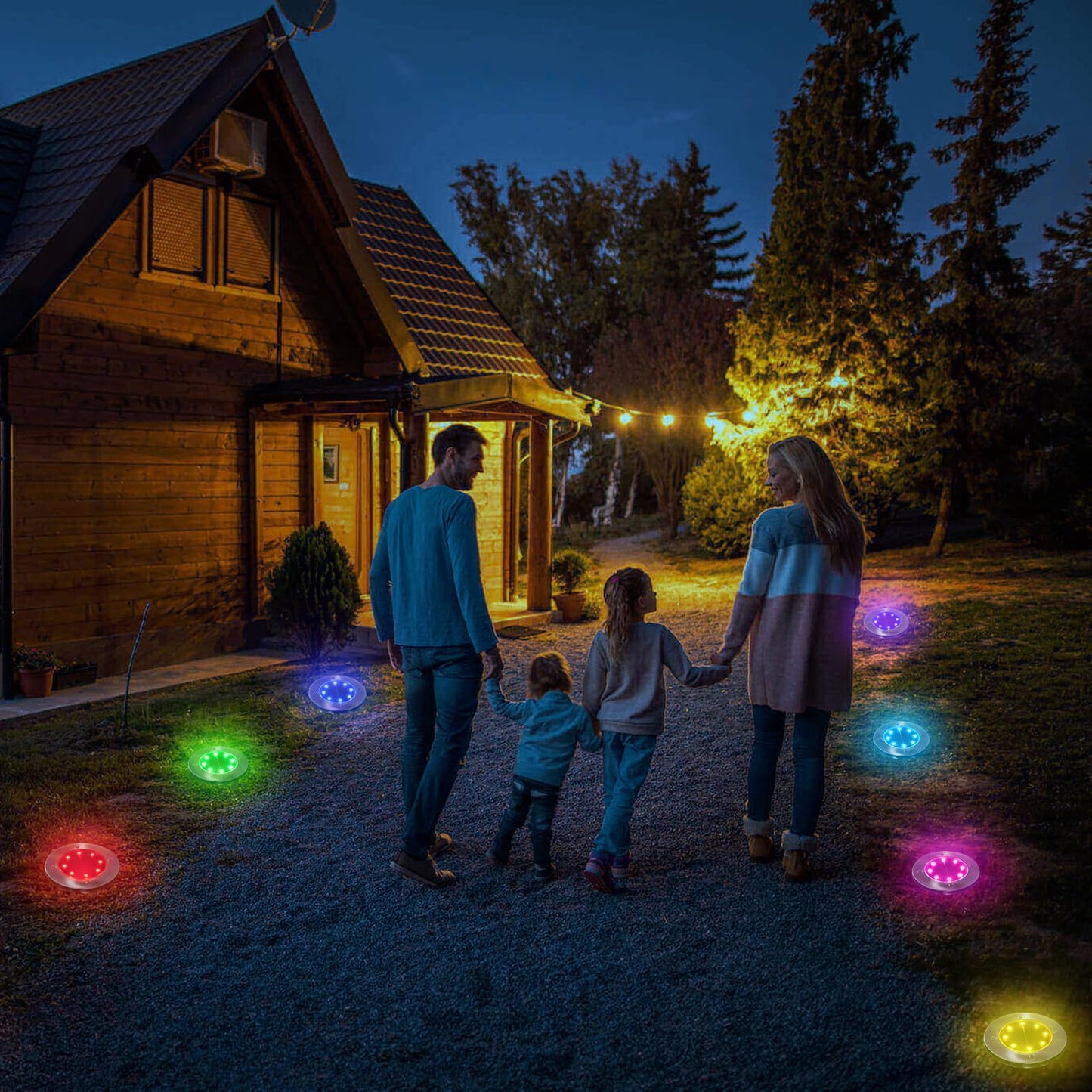 LYHOPE Solar Ground Lights Outdoor, 16 Pack 8 LED Solar Disk Lights Waterproof Garden In - ground Pathway Lights Landscape Lighting for Lawn,Yard,Deck,Patio,Walkway (White) - Krosscanada