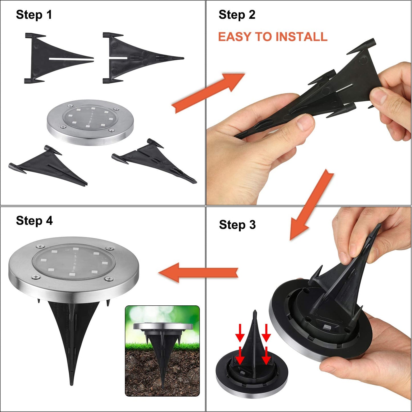 LYHOPE Solar Ground Lights Outdoor, 16 Pack 8 LED Solar Disk Lights Waterproof Garden In - ground Pathway Lights Landscape Lighting for Lawn,Yard,Deck,Patio,Walkway (White) - Krosscanada