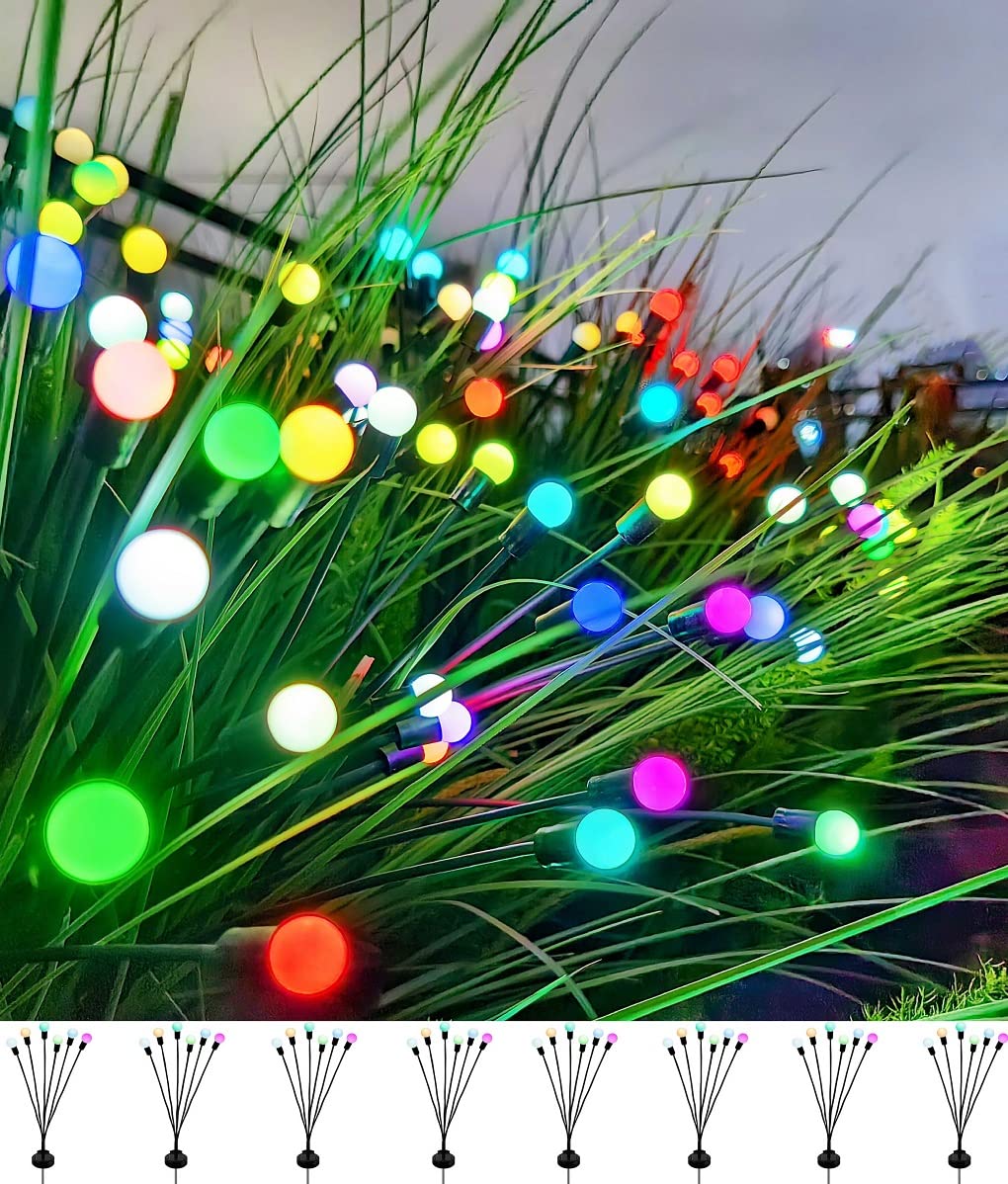 SIOTMERA 4Count Solar Lights Outdoor Waterproof IPX5, Solar Garden Lights, Wind Swaying Firefly Lights, Christmas Lights Outdoor, for Yard Lawn Pathway Decoration Lighting, 6LED WarmYellow - Krosscanada