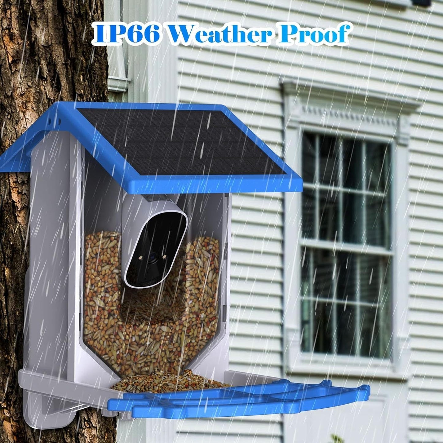 Smart Bird Feeder With Camera,Solar - Powered WiFi 4MP Live Camera,AI Identify Bird Species Auto Capture Garden Bird Watching&Motion Detection,Ideal Gift For Bird Lovers,Blue - Krosscanada