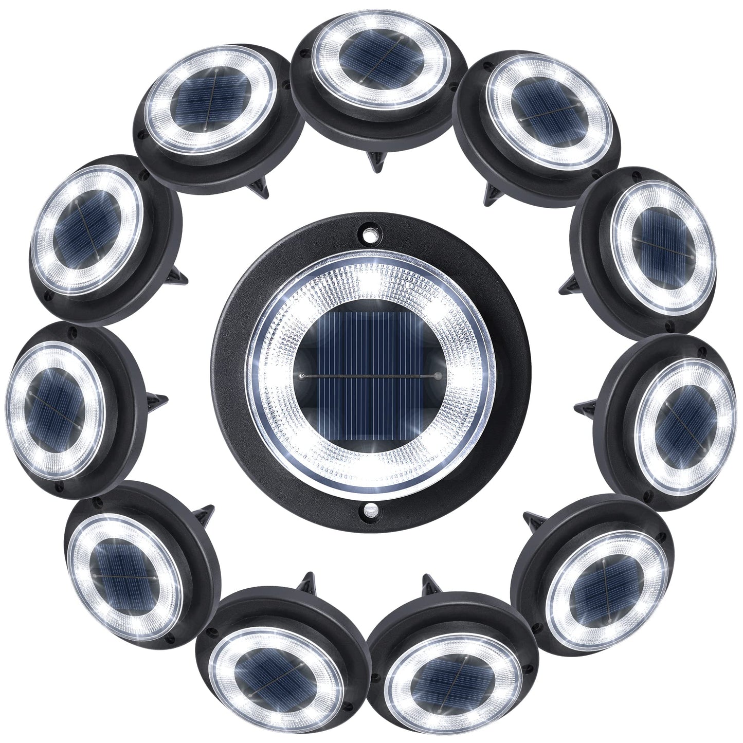 Solar Ground Lights - IP68 Waterproof 12 Pack Dual - Purpose Outdoor Garden, Solar Powered Disk Lights Outdoor Landscape Lights for Patio Yard Pathway Walkway Driveway Warm White - Krosscanada