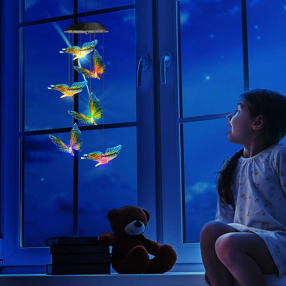 Toodour Solar Wind Chimes, Color Changing Solar Hummingbird Wind Chimes, LED Decorative Mobile, Waterproof Solar Lights Outdoor for Patio, Window, Garden Decor, for Mom/Grandma - Krosscanada