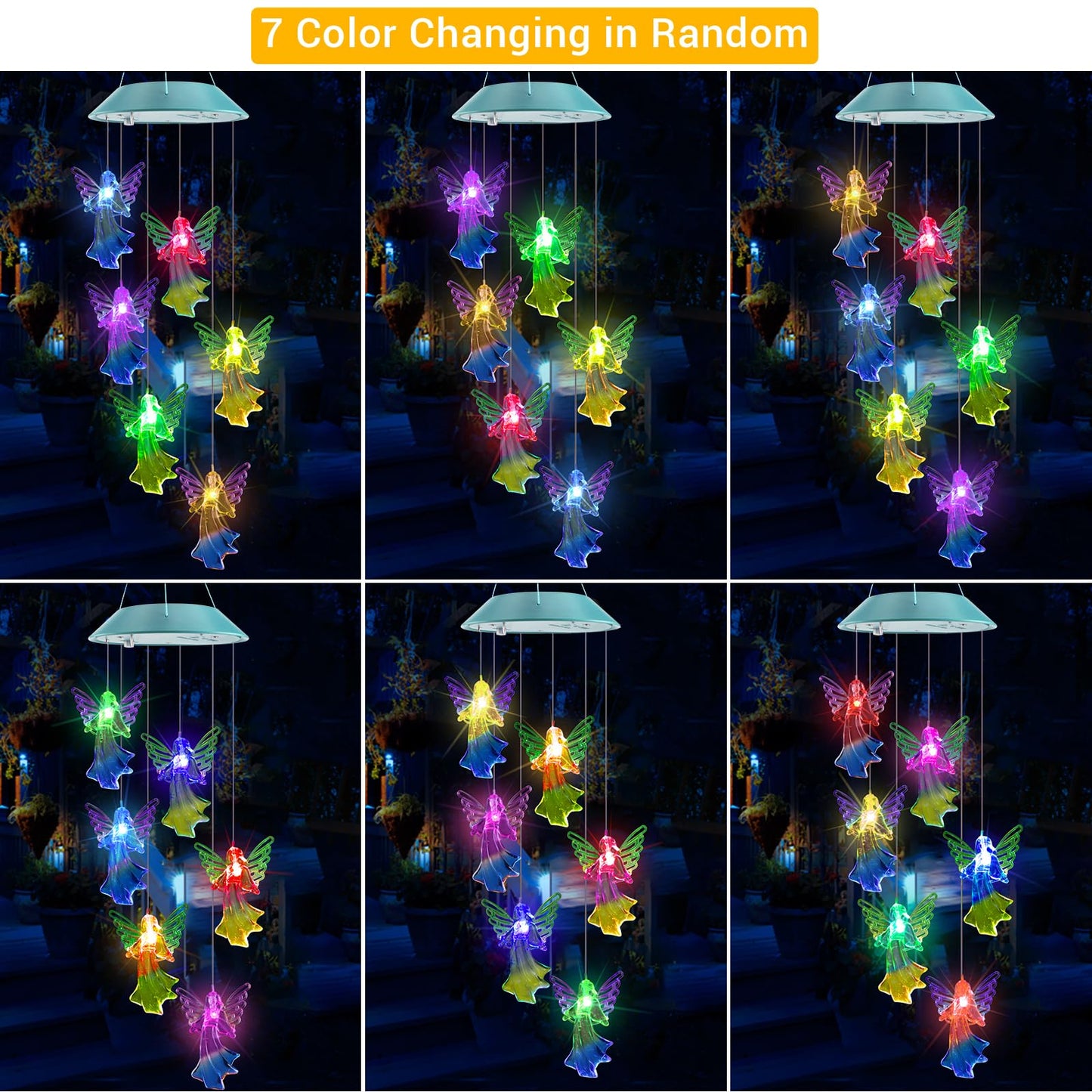 Toodour Solar Wind Chimes, Color Changing Solar Hummingbird Wind Chimes, LED Decorative Mobile, Waterproof Solar Lights Outdoor for Patio, Window, Garden Decor, for Mom/Grandma - Krosscanada