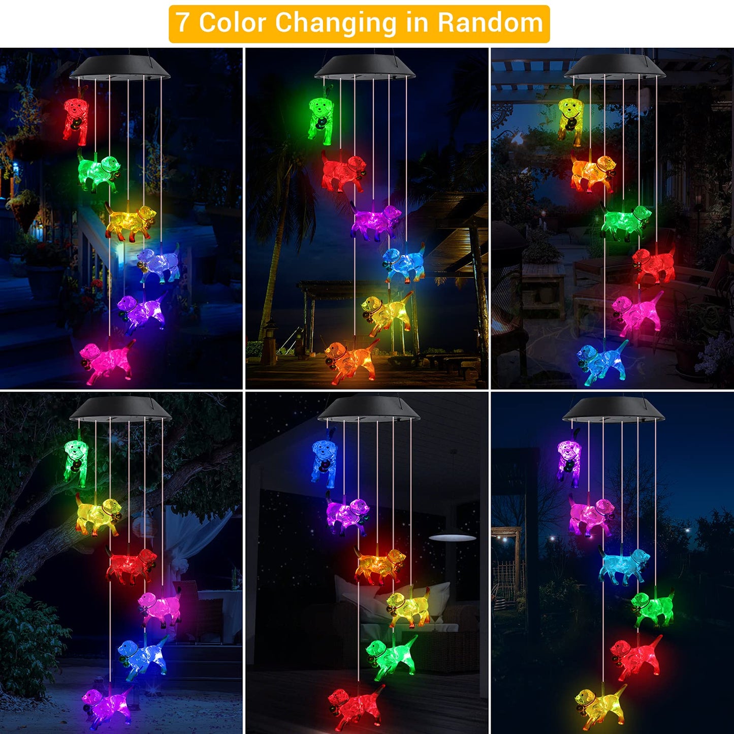 Toodour Solar Wind Chimes, Color Changing Solar Hummingbird Wind Chimes, LED Decorative Mobile, Waterproof Solar Lights Outdoor for Patio, Window, Garden Decor, for Mom/Grandma - Krosscanada