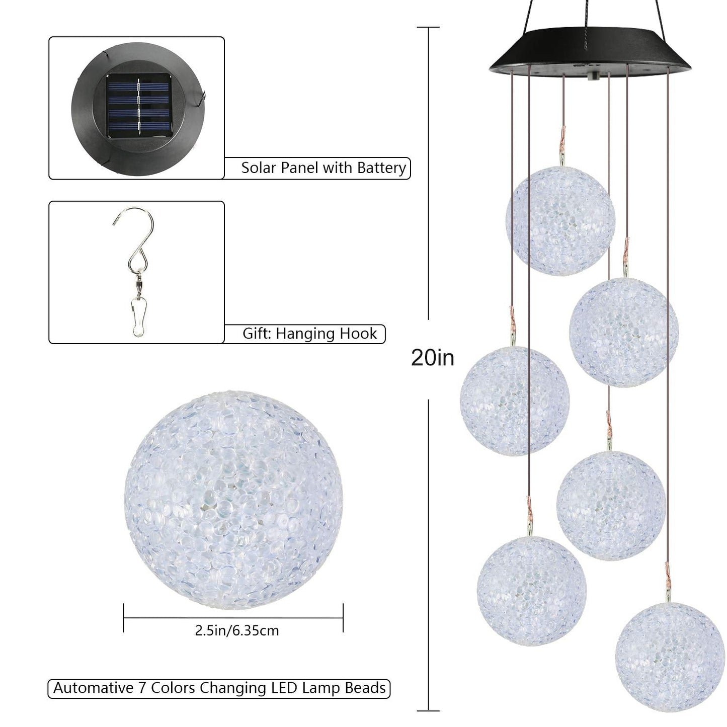Toodour Solar Wind Chimes, Color Changing Solar Hummingbird Wind Chimes, LED Decorative Mobile, Waterproof Solar Lights Outdoor for Patio, Window, Garden Decor, for Mom/Grandma - Krosscanada