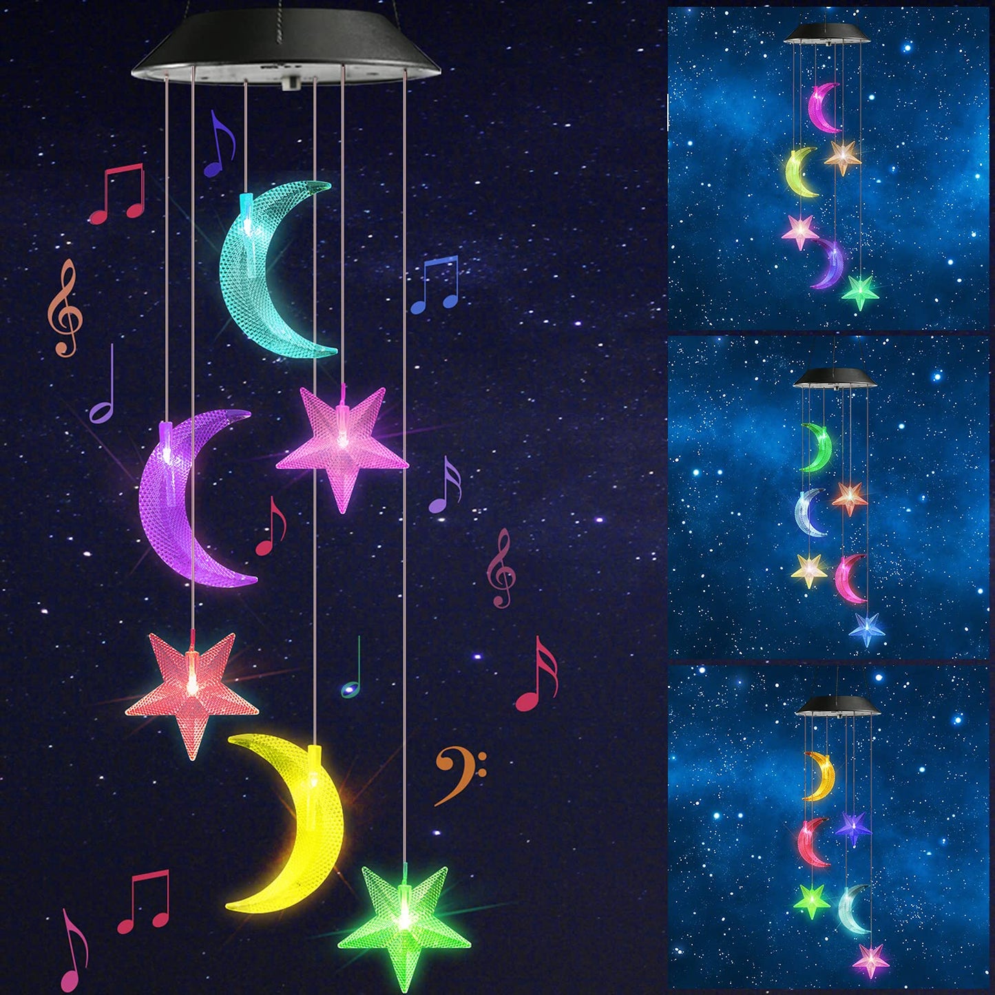 Toodour Solar Wind Chimes, Color Changing Solar Hummingbird Wind Chimes, LED Decorative Mobile, Waterproof Solar Lights Outdoor for Patio, Window, Garden Decor, for Mom/Grandma - Krosscanada