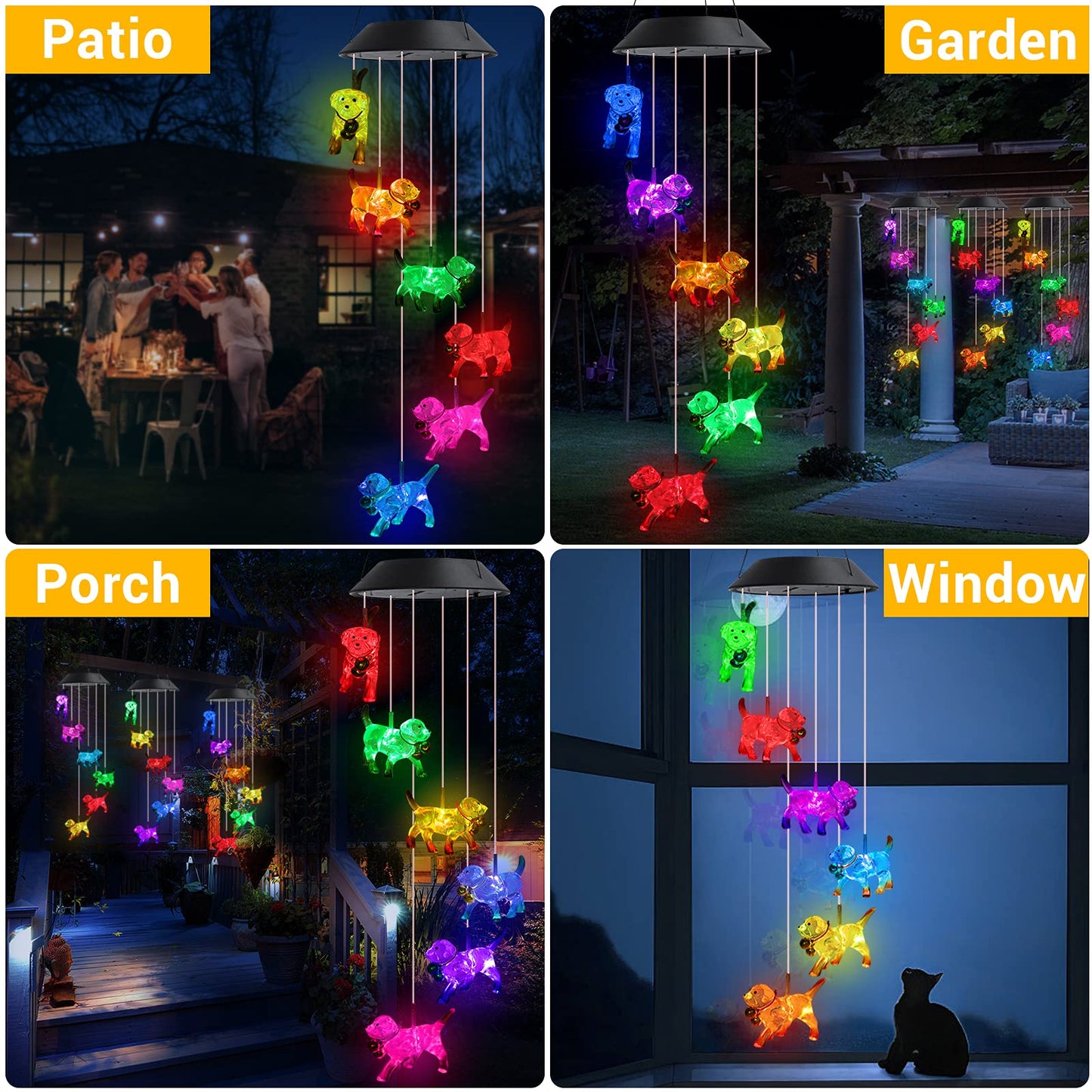 Toodour Solar Wind Chimes, Color Changing Solar Hummingbird Wind Chimes, LED Decorative Mobile, Waterproof Solar Lights Outdoor for Patio, Window, Garden Decor, for Mom/Grandma - Krosscanada