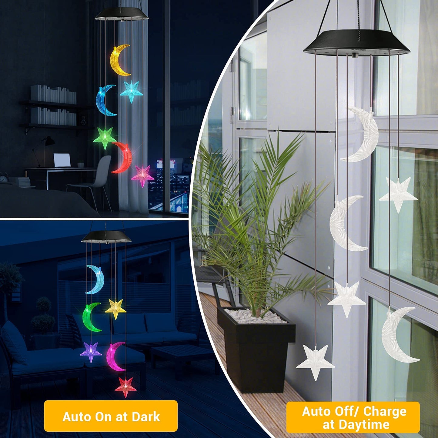 Toodour Solar Wind Chimes, Color Changing Solar Hummingbird Wind Chimes, LED Decorative Mobile, Waterproof Solar Lights Outdoor for Patio, Window, Garden Decor, for Mom/Grandma - Krosscanada