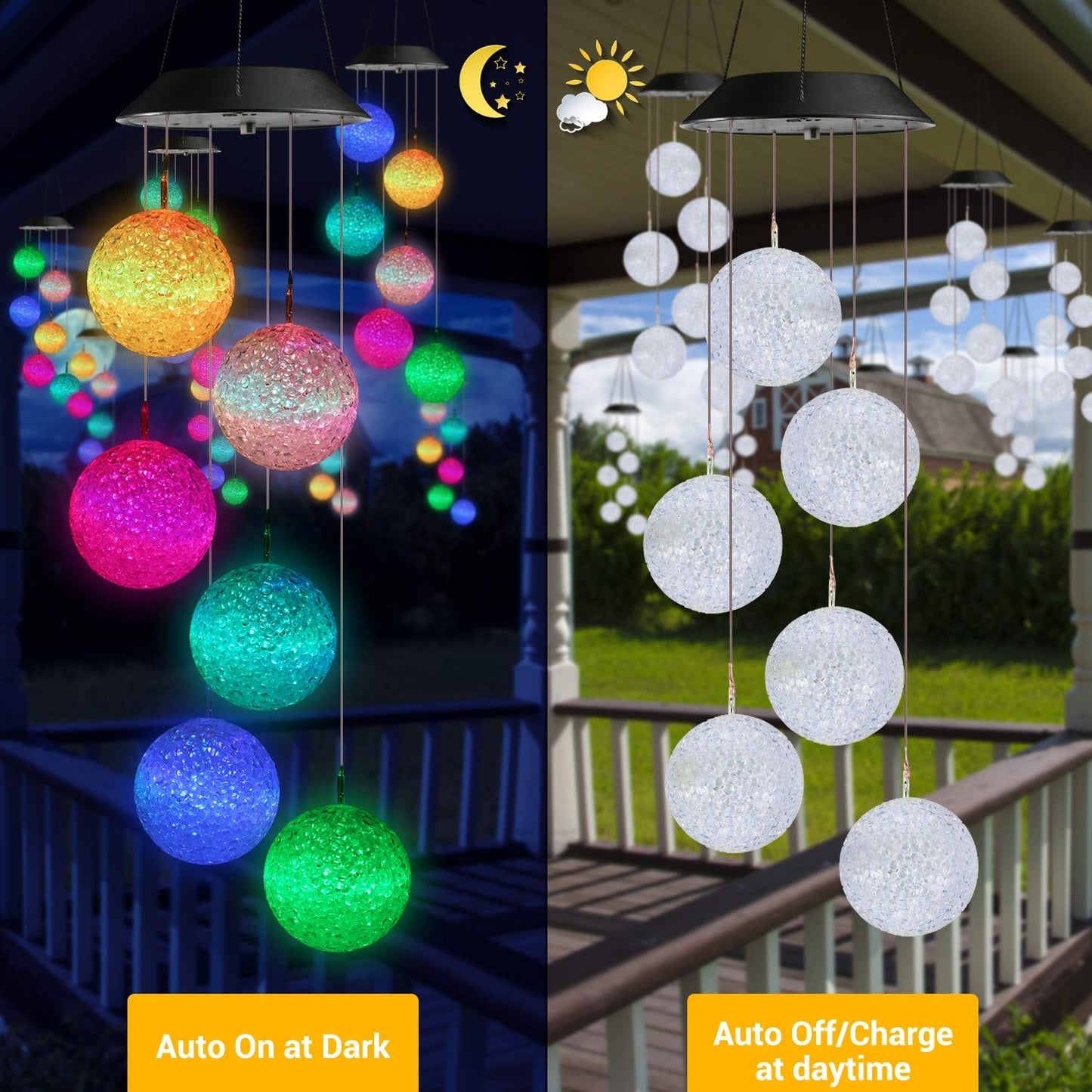 Toodour Solar Wind Chimes, Color Changing Solar Hummingbird Wind Chimes, LED Decorative Mobile, Waterproof Solar Lights Outdoor for Patio, Window, Garden Decor, for Mom/Grandma - Krosscanada
