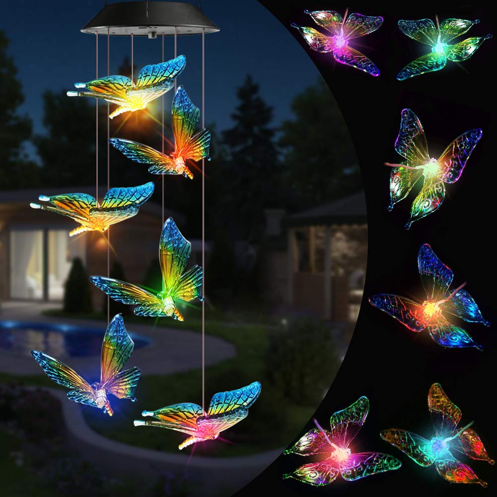 Toodour Solar Wind Chimes, Color Changing Solar Hummingbird Wind Chimes, LED Decorative Mobile, Waterproof Solar Lights Outdoor for Patio, Window, Garden Decor, for Mom/Grandma - Krosscanada