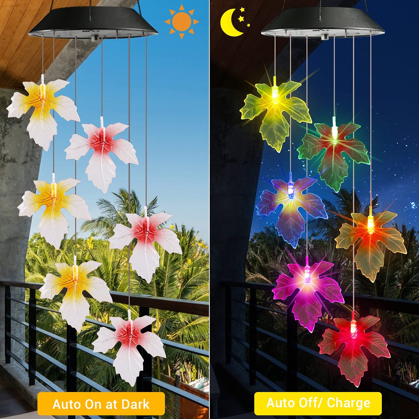 Toodour Solar Wind Chimes, Color Changing Solar Hummingbird Wind Chimes, LED Decorative Mobile, Waterproof Solar Lights Outdoor for Patio, Window, Garden Decor, for Mom/Grandma - Krosscanada