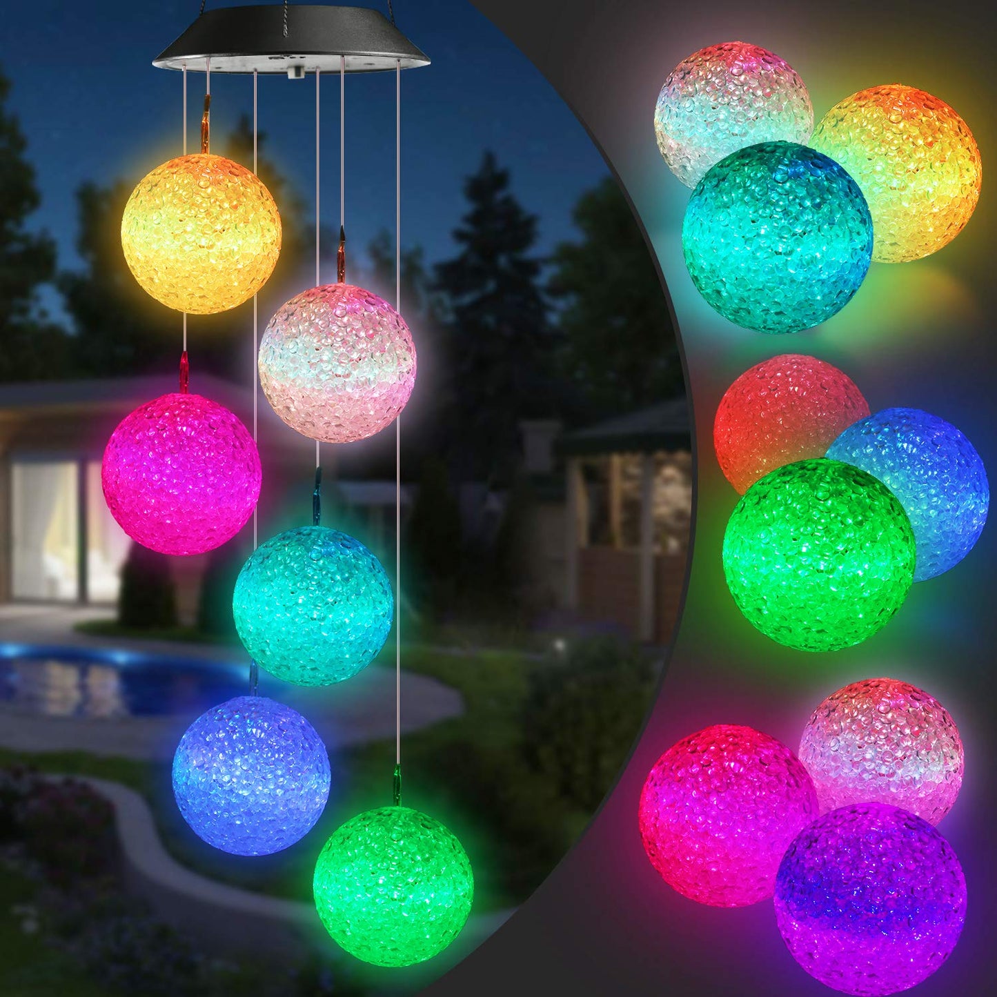 Toodour Solar Wind Chimes, Color Changing Solar Hummingbird Wind Chimes, LED Decorative Mobile, Waterproof Solar Lights Outdoor for Patio, Window, Garden Decor, for Mom/Grandma - Krosscanada