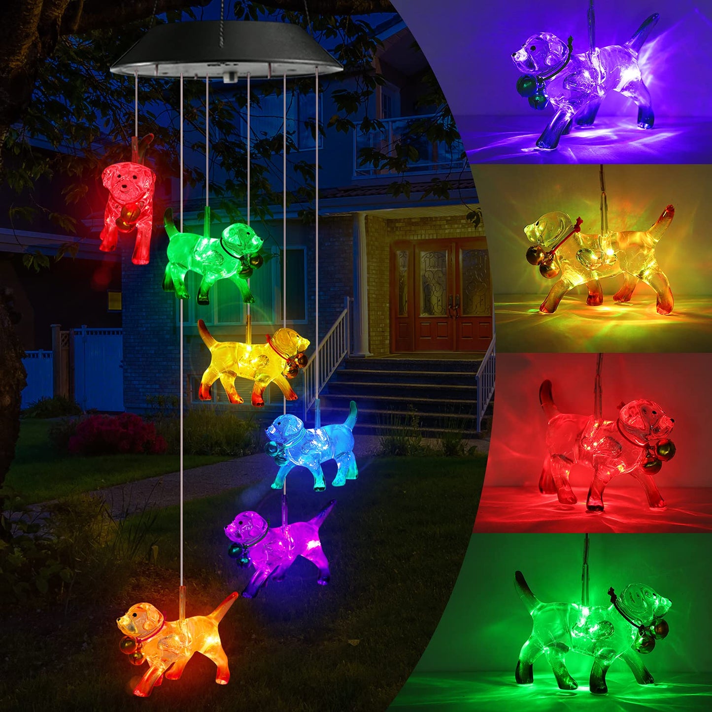 Toodour Solar Wind Chimes, Color Changing Solar Hummingbird Wind Chimes, LED Decorative Mobile, Waterproof Solar Lights Outdoor for Patio, Window, Garden Decor, for Mom/Grandma - Krosscanada