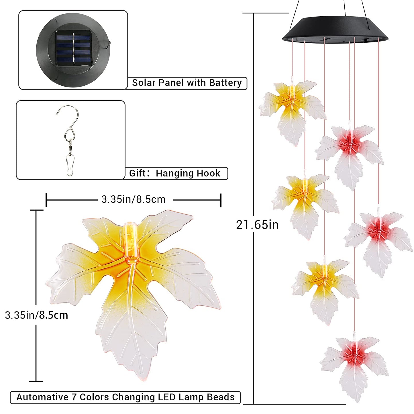 Toodour Solar Wind Chimes, Color Changing Solar Hummingbird Wind Chimes, LED Decorative Mobile, Waterproof Solar Lights Outdoor for Patio, Window, Garden Decor, for Mom/Grandma - Krosscanada