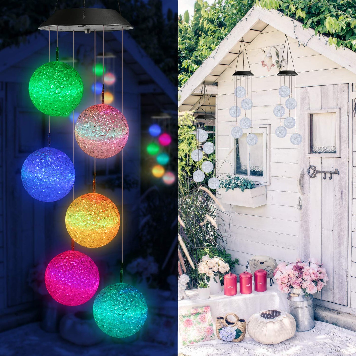 Toodour Solar Wind Chimes, Color Changing Solar Hummingbird Wind Chimes, LED Decorative Mobile, Waterproof Solar Lights Outdoor for Patio, Window, Garden Decor, for Mom/Grandma - Krosscanada