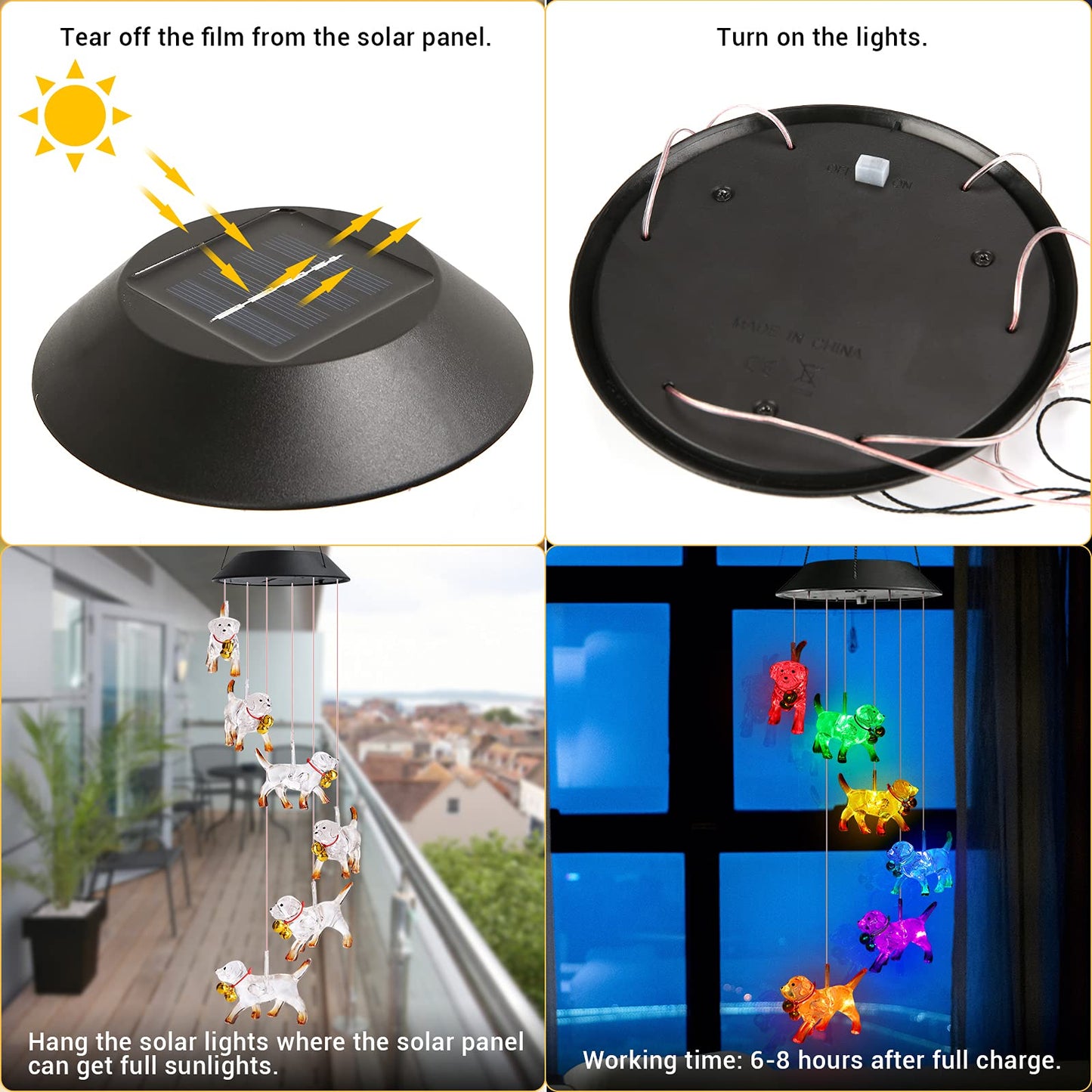 Toodour Solar Wind Chimes, Color Changing Solar Hummingbird Wind Chimes, LED Decorative Mobile, Waterproof Solar Lights Outdoor for Patio, Window, Garden Decor, for Mom/Grandma - Krosscanada