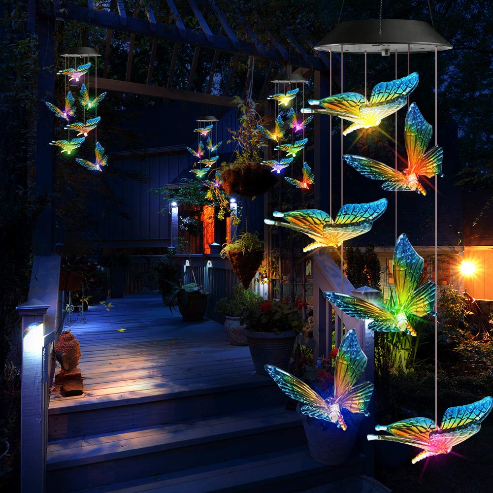 Toodour Solar Wind Chimes, Color Changing Solar Hummingbird Wind Chimes, LED Decorative Mobile, Waterproof Solar Lights Outdoor for Patio, Window, Garden Decor, for Mom/Grandma - Krosscanada
