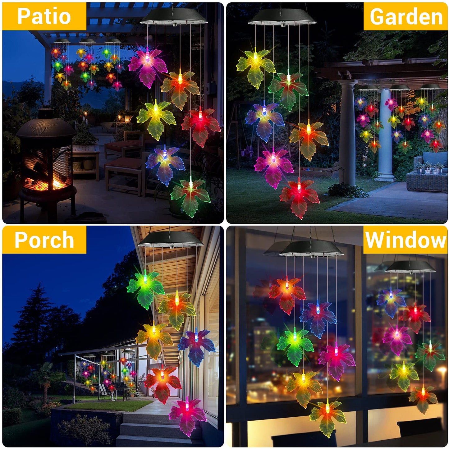 Toodour Solar Wind Chimes, Color Changing Solar Hummingbird Wind Chimes, LED Decorative Mobile, Waterproof Solar Lights Outdoor for Patio, Window, Garden Decor, for Mom/Grandma - Krosscanada