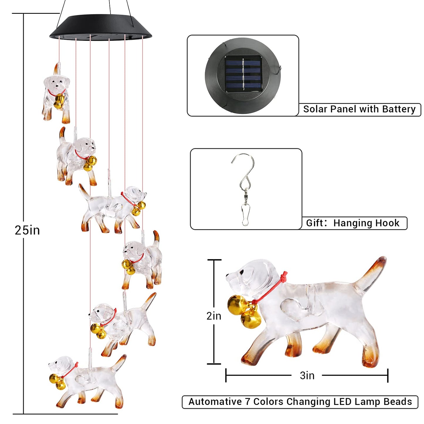 Toodour Solar Wind Chimes, Color Changing Solar Hummingbird Wind Chimes, LED Decorative Mobile, Waterproof Solar Lights Outdoor for Patio, Window, Garden Decor, for Mom/Grandma - Krosscanada