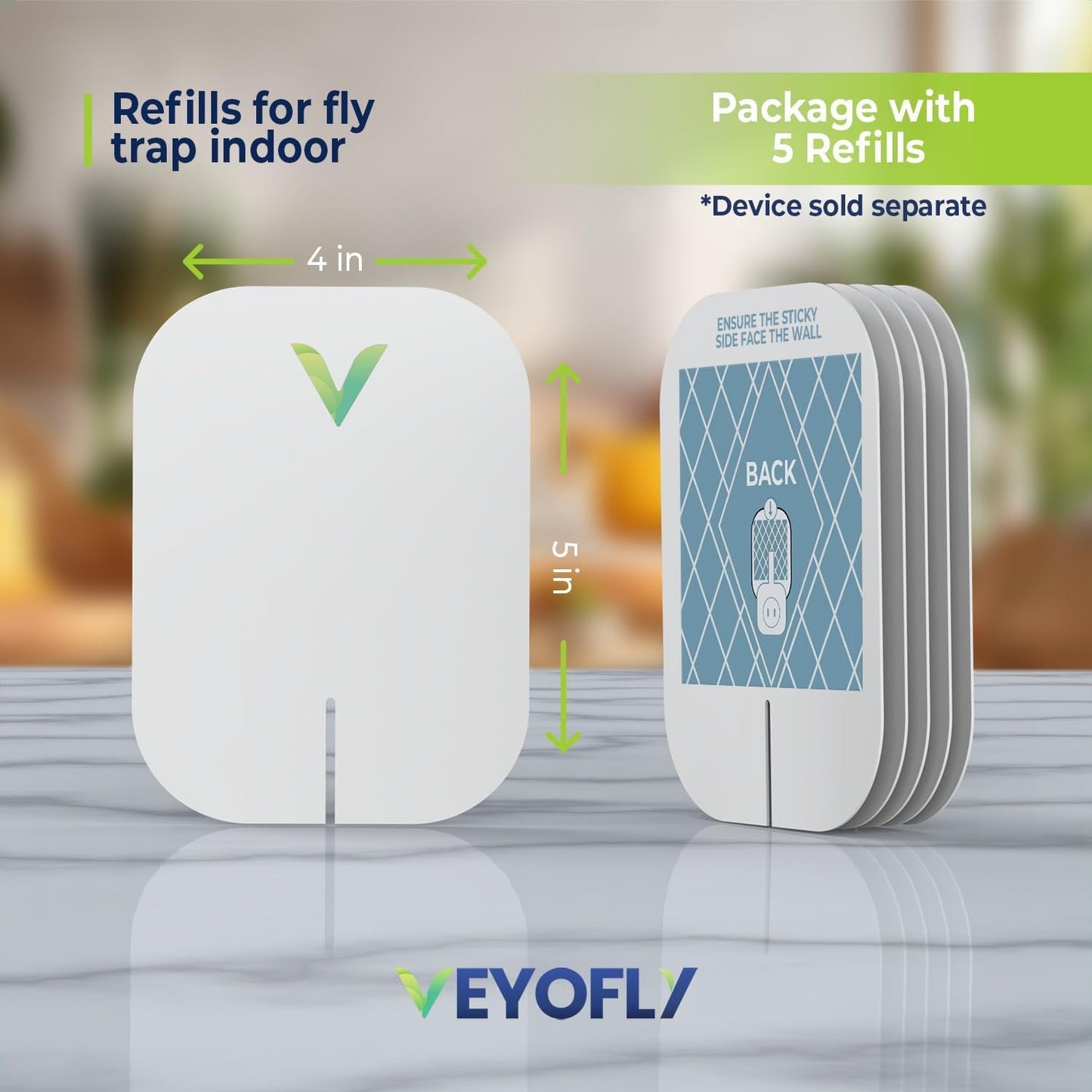 VEYOFLY Gnat Attracts for House, Fly Attract, Fruit Fly Attract, Fly Catcher, Plug in Catch for Fruit Flies, Moths, Gnats Attract (1 Devices + 3 Refills) - Krosscanada