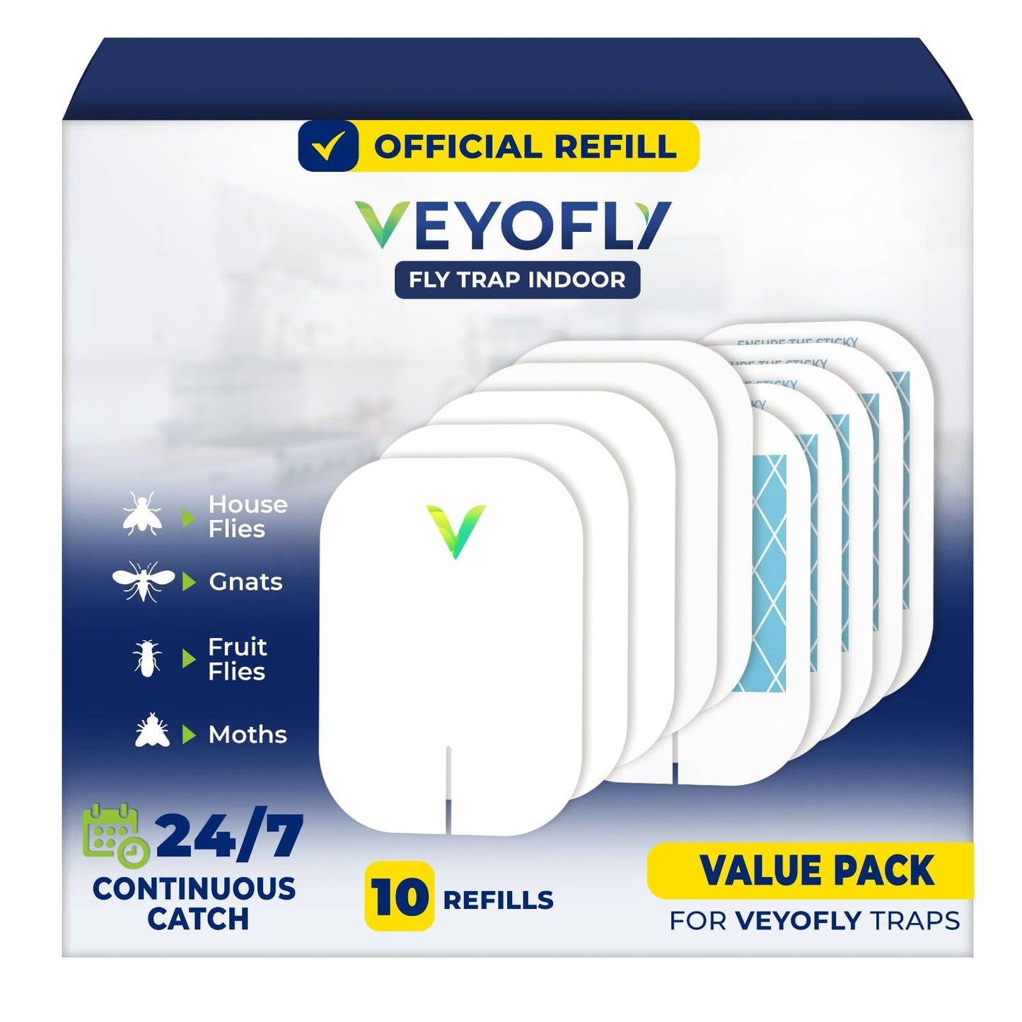 VEYOFLY Gnat Attracts for House, Fly Attract, Fruit Fly Attract, Fly Catcher, Plug in Catch for Fruit Flies, Moths, Gnats Attract (1 Devices + 3 Refills) - Krosscanada