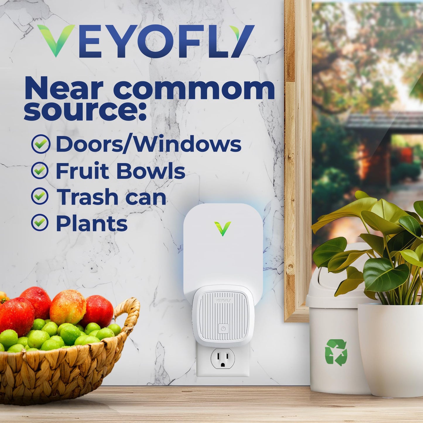 VEYOFLY Gnat Attracts for House, Fly Attract, Fruit Fly Attract, Fly Catcher, Plug in Catch for Fruit Flies, Moths, Gnats Attract (1 Devices + 3 Refills) - Krosscanada