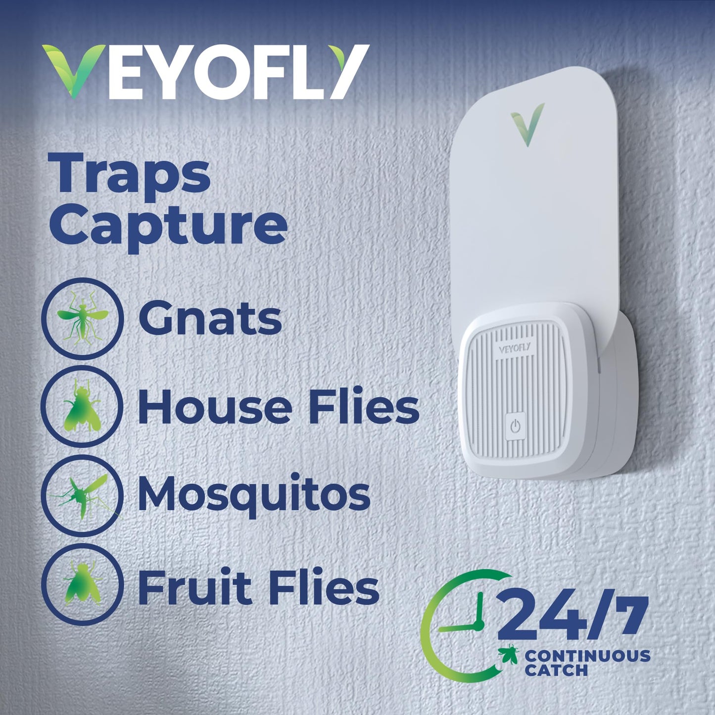VEYOFLY Gnat Attracts for House, Fly Attract, Fruit Fly Attract, Fly Catcher, Plug in Catch for Fruit Flies, Moths, Gnats Attract (1 Devices + 3 Refills) - Krosscanada
