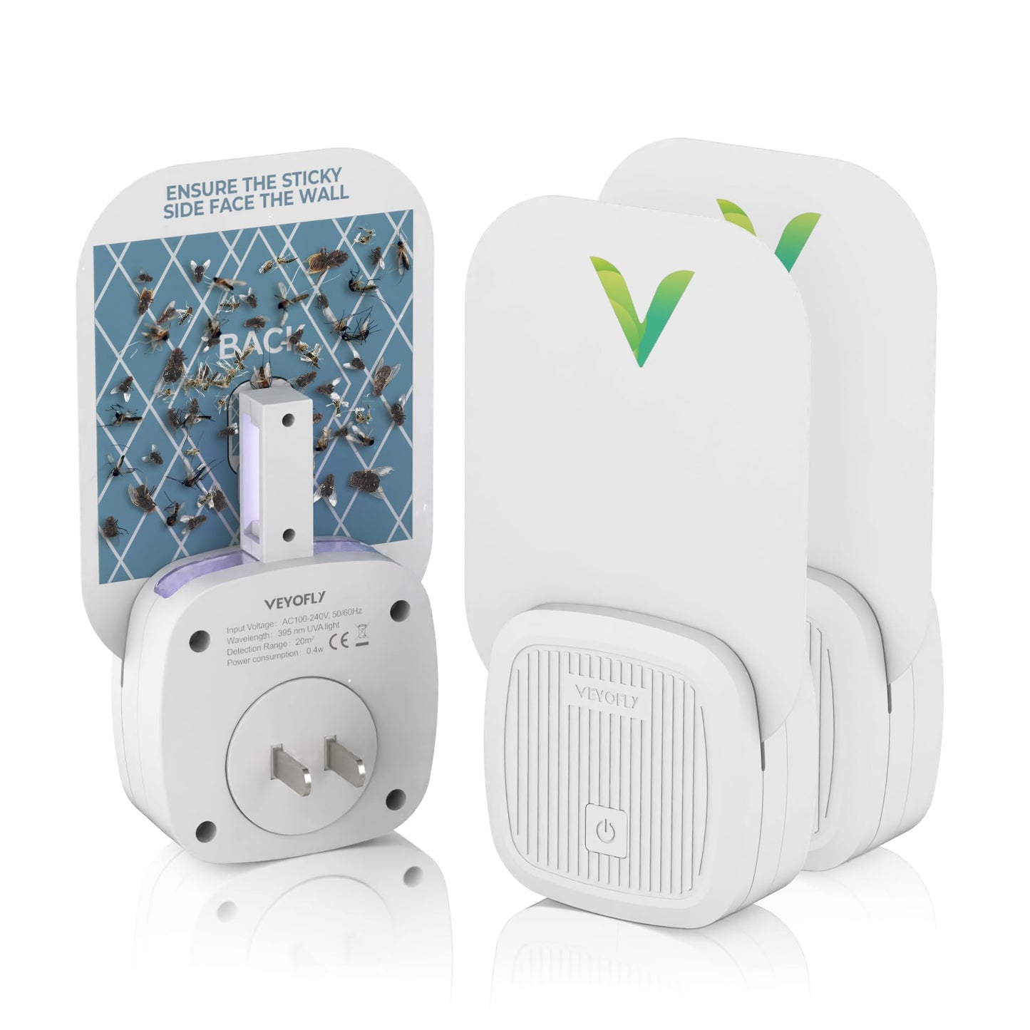 VEYOFLY Gnat Attracts for House, Fly Attract, Fruit Fly Attract, Fly Catcher, Plug in Catch for Fruit Flies, Moths, Gnats Attract (1 Devices + 3 Refills) - Krosscanada