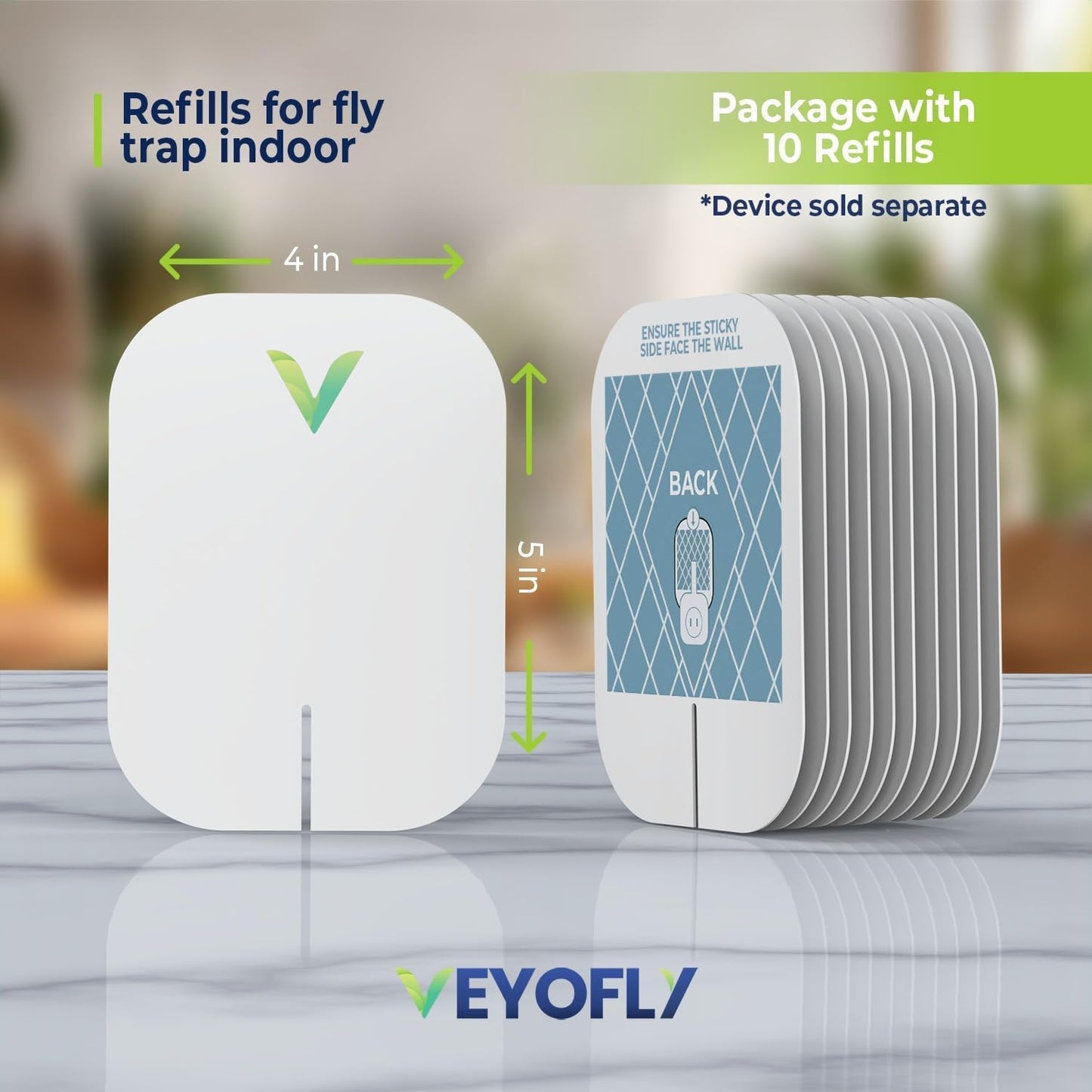 VEYOFLY Gnat Attracts for House, Fly Attract, Fruit Fly Attract, Fly Catcher, Plug in Catch for Fruit Flies, Moths, Gnats Attract (1 Devices + 3 Refills) - Krosscanada