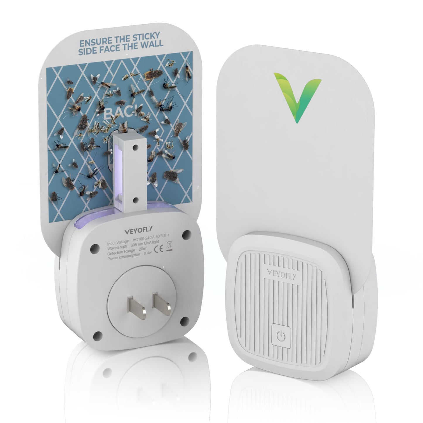 VEYOFLY Gnat Attracts for House, Fly Attract, Fruit Fly Attract, Fly Catcher, Plug in Catch for Fruit Flies, Moths, Gnats Attract (1 Devices + 3 Refills) - Krosscanada