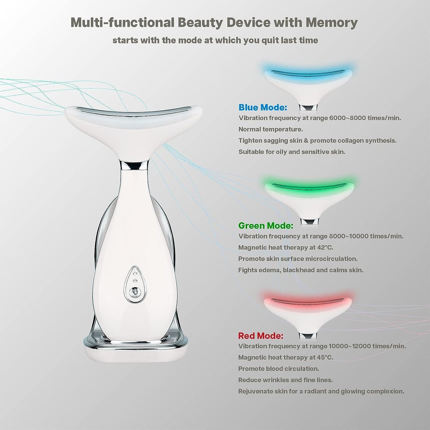 VRAIKO LILY Skin Rejuvenation Beauty Device, 3 - IN - 1 Neck Face Beauty Massager, At - home Facial Spa Tool and Microglow Handset (Pink) - Krosscanada