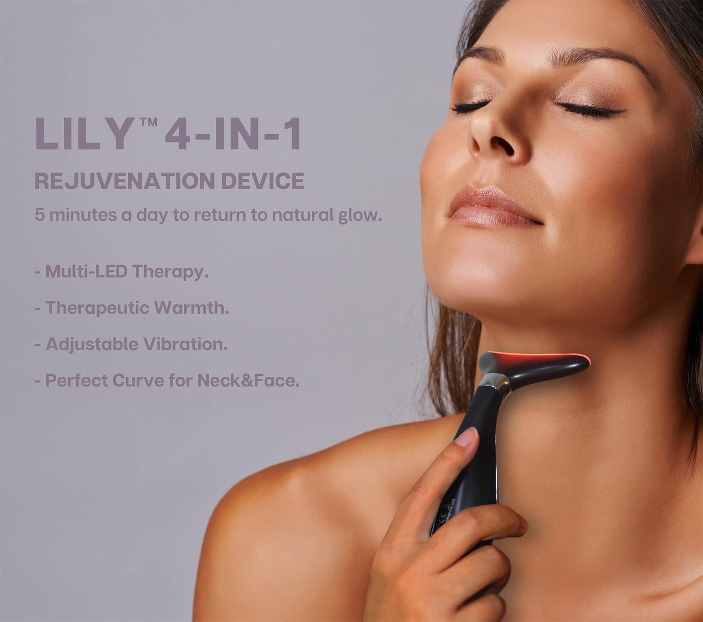 VRAIKO LILY Skin Rejuvenation Beauty Device, 3 - IN - 1 Neck Face Beauty Massager, At - home Facial Spa Tool and Microglow Handset (Pink) - Krosscanada