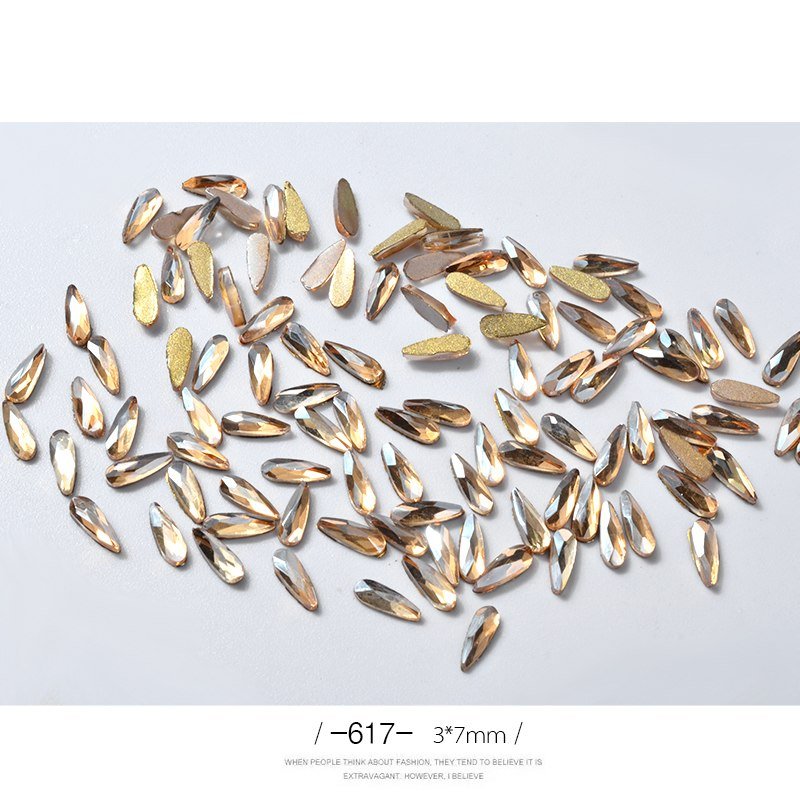 10Pcs 3D Nail Art Rhinestones Long Water Drop Shaped Glitter Nail Art Decorations Accessoires Nail Supplies - Krosscanada