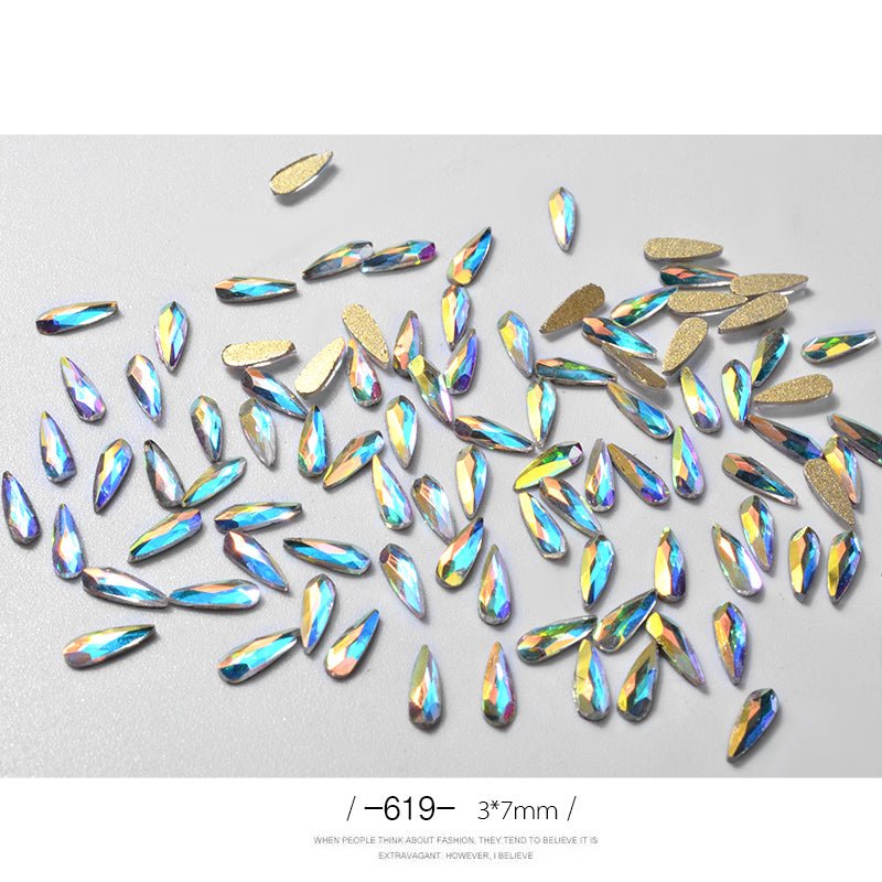 10Pcs 3D Nail Art Rhinestones Long Water Drop Shaped Glitter Nail Art Decorations Accessoires Nail Supplies - Krosscanada
